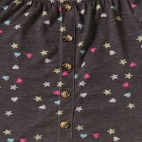 Bir Adım Yukarı Kızların Düğmeli fırfırlı üst ve Gaucho Pantolon, Eşleşen Tokalı 2 Parçalı Kıyafet Seti, 4-12 Beden