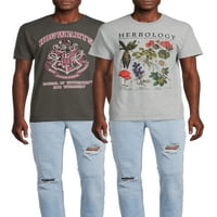 Harry Potter erkek ve Büyük erkek Hogwarts ve Herbology grafikli tişört T-shirt, 2'liPaket