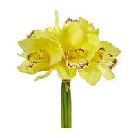 Neredeyse Doğal 9 Cymbidium Orkide Yapay Çiçek Demeti, Pembe