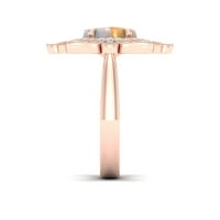 İmparatorluk Taş 10 k Gül Altın Kaplama Gümüş Oval Kesim Düzenlendi Opal Düzenlendi Beyaz Safir Halo kadın kokteyl