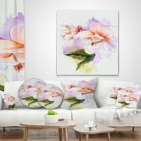 Designart Beyaz Begonya Çiçeği Sulu Boya - Çiçekli Kırlent - 12x20