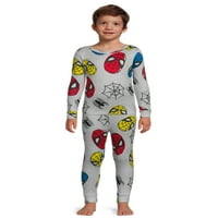 Marvel Erkek Örümcek Adam Uzun Kollu Tüm Baskı 2 Parça Pijama Uyku Seti, Boyutları 4-10