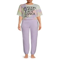 Grayson Sosyal kadın ve kadın Artı Boyutu Grafik Uyku T-Shirt ve Joggers Seti, 2 Parça