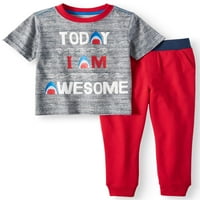 Wonder Nation Yürümeye Başlayan Çocuk T-Shirt ve Joggers Kıyafet Seti, 2 Parça, Beden 2T-5T
