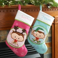 Kişiselleştirilmiş Bebek Maymun Jingle Noel Çorabı Birden Fazla Renkte Mevcuttur