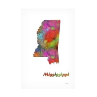 Marlene Watson 'Mississippi Eyalet Haritası 1' Tuval Sanatı