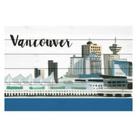 Marmont Hill Vancouver Skyline Molly Rosner Tarafından Beyaz Ahşap Üzerine Resim Sanatı Baskısı, 60.0 1.5
