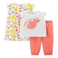 Carter'ın Çocuğum Bebek ve Yürümeye Başlayan Kız Gecelik, T-Shirt ve Pantolon Pijama Takımı, 3 Parça, Boyutları 12M-5T