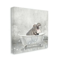 Stupell Industries Bebek Hippo Banyo Zamanı Kim Allen tarafından Sevimli Hayvan Tasarım Tuval Duvar Sanatı