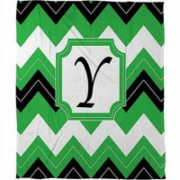 Thumbprintz Köşeli çift Ayraç Monogram Polar Şal, Siyah