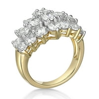 Jay Kalp Tasarımlar Gümüş 14 K Sarı Altın Kaplama ile Simüle Beyaz Elmas kokteyl yüzüğü