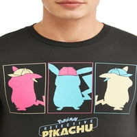 Pokemon Pokemon dedektif pikachu erkek kısa kollu grafikli tişört, 3xl boyutuna kadar