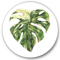 Designart 'Yaz Aylarında Beyaz Üzerine Tropikal Yeşil Yapraklar III' Tropikal Daire Metal Duvar Sanatı - 36'lık Disk