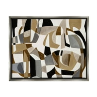 Kahverengi Örtüşen Geometrik Şekiller Soyut Resim Parlaklık Gri Çerçeveli Sanat Baskı Duvar Sanatı