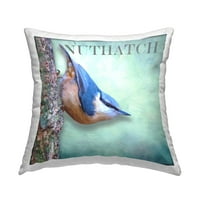 Stupell Industries Mavi Nuthatch Kuş Woodland Doğa Tasarım Alpenglow Atölye Atmak Yastık