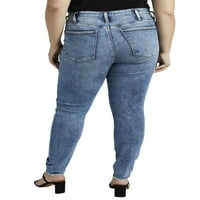 Gümüş Jeans A.Ş. Kadın Artı Boyutu Yüksek Not Yüksek Rise Skinny Jeans Bel boyutları 12-24