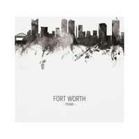 Ticari Marka Güzel Sanatlar 'Fort Worth Texas Skyline Portre II' Michael Tompsett'in Tuval Sanatı