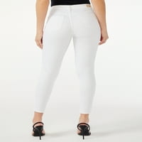 Sofya Kot kadın Pembe Kıvrımlı Yüksek Katlı Yan Dantel Skinny Jeans