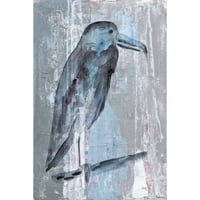 Mavi-Gri Kuş Sarılmış Tuval üzerine Resim Baskısı
