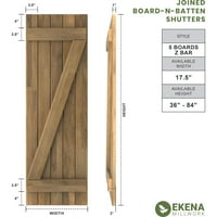 Ekena Millwork 1 2 W 58 H Americraft Beş Tahta Dış Gerçek Ahşap Birleştirilmiş Tahta-n-Çıta Panjurlar w Z-Bar, Huzurlu