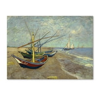Vincent van Gogh'un Ticari Marka Güzel Sanatlar 'Sahilde Balıkçı Tekneleri' Tuval Sanatı
