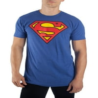 3XL Boyunda ve 4XL Büyüklüğe Kadar Erkek Kraliyet Mavisi Süpermen Logolu Tişört