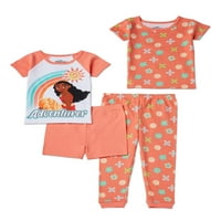 Moana Toddler Kız Kısa Kollu Snug Fit Pamuk Pijama, Set