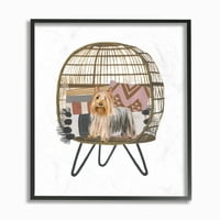 Stupell Industries Yavru köpek sandalyesi Pet Boyama Çerçeveli Duvar Sanatı Melissa Wang