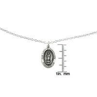 İlkel Gümüş Gümüş Our Lady of Guadalupe Madalyası Forzantina Kablo Zincirinde