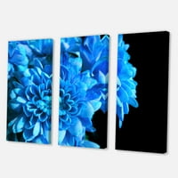 Detay Mavi Çiçekler Siyah Arka Plan Üzerinde Ben Boyama Tuval Sanat Baskı