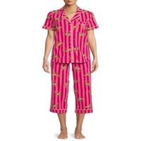 Gizli Hazineler Kısa Kollu Yakalı Leopar Pijama Takımı