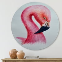 Designart 'Pembe Flamingo ıv'ün Soyut Portresi' Çiftlik Evi Daire Metal Duvar Sanatı - 11 Disk