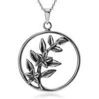 Brinley Şirketi. Kadın Gümüş deniz salyangozu çiçek açık daire kolye moda kolye, 18