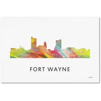 Ticari Marka Güzel Sanatlar 'Fort Wayne Indiana Skyline WB-1' Marlene Watson'dan Tuval Sanatı