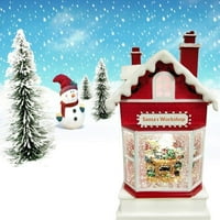Elegantoss Noel Baba'nın Atölyesi Müzikli Işıklı Oyuncak Evi, Dönen Parıltılı Noel Noel Baba Evi ve Melodi Çalıyor