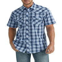Wrangler® erkek ve Büyük Erkek Düzenli Fit Kısa Kollu Batı Gömlek, Boyutları S-5XL