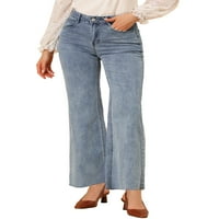 Benzersiz Pazarlık kadın Yüksek Belli Pantolon Düz Bacak Denim Kot