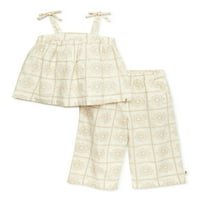 kolay peasy Toddler Kız Kravat Omuz Üst ve Geniş Bacak pantolon seti, 2 Parça, Boyutları 12 M-5 T