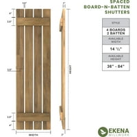 Ekena Millwork 1 2 W 36 H Americraft Dört Tahta Dış Gerçek Ahşap Aralıklı Tahta-n-Çıta Kepenkleri, Okyanus Kabarması