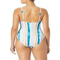 Dokotoo Kadın Siyah Beyaz Zip Ön Baskılı Yarım Kollu Bir Mayo Seksi Yaz Beachwear Boyutu Küçük Abd 4-6