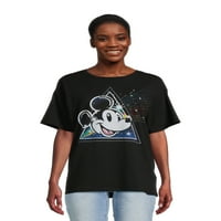 Disney kadın Mickey Mouse Taklidi grafikli Tişört Kısa Kollu, Boyutları XS-XXXL