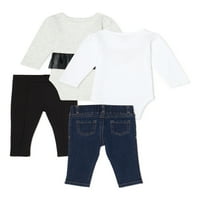 Garanimals Bebek Kız Bodysuits ve Pantolon Kıyafet Setleri, 4 Parçalı Çoklu Paket