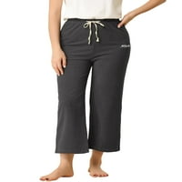 Benzersiz Pazarlık kadın Geniş Bacak İpli Rahat Yoga Pantolon Salonu Pijama Pantolon
