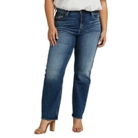 Gümüş Jeans A.Ş. Artı Boyutu Frisco Yüksek Rise Düz Bacak Kot Bel Boyutları 12-24