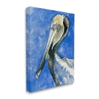 Stupell Industries Canlı Pelikan Yaban Hayatı Kuş Mavi Suluboya Detay Resim Galerisi Sarılmış Tuval Baskı Duvar Sanatı,
