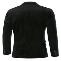 Erkekler Slim Fit kadife Blazer çentik yaka düğmesi spor ceket ceket siyah S