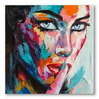 Soyut Mavi Gözlü Genç Bir Kadının Portresi II Boyama Tuval Sanat Baskı