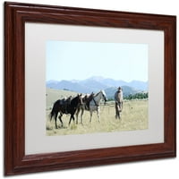 Preston Beyaz Mat, Ahşap Çerçeve tarafından marka Güzel Sanatlar Montana Horse Rancher Tuval Sanatı