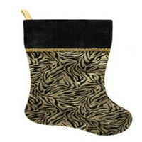 20 Siyah ve Altın Metalik Zebra Baskı Noel Çorap Gölge Kadife Manşet