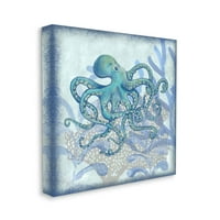 Katmanlı Ahtapot Mercan Botanik Hayvanlar ve Böcekler Grafik Sanat Galerisi Sarılmış Tuval Baskı Duvar Sanatı